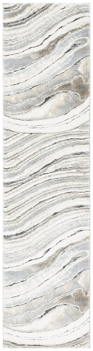 Cyrus Shag 124 Shag & Flokati Power Loomed Polpropylene + Polyester Shrink Rug Ivory / Grey