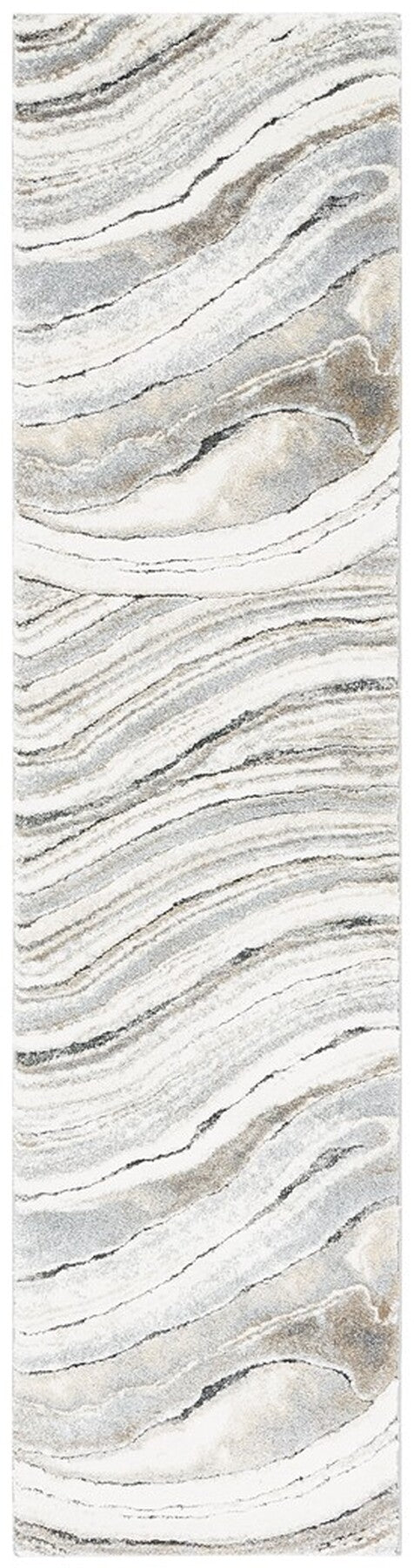 Cyrus Shag 124 Shag & Flokati Power Loomed Polpropylene + Polyester Shrink Rug Ivory / Grey