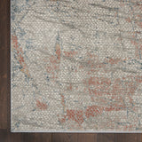 Nourison Rustic Textures RUS15 Rustic Machine Made Power-loomed Indoor only Area Rug Light Grey/Rust 6' x 9' 99446089243