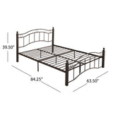 Bouvardia Contemporary Iron Queen Bed Frame, Hammered Copper Noble House