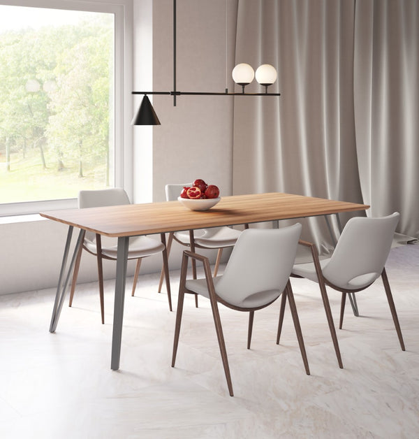 Zuo Modern Perpignan MDF, Steel Modern Commercial Grade Dining Table Brown, Gray MDF, Steel