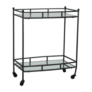 Sagebrook Home Traditional Metal 28" 2 Tier Bar Cart, Black 14690-01 Black Iron