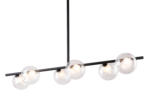 Zuo Modern Keyoz Steel, Glass Modern Commercial Grade Ceiling Lamp Black, Clear Steel, Glass
