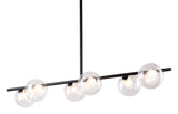 English Elm EE2573 Steel, Glass Modern Commercial Grade Ceiling Lamp Black, Clear Steel, Glass
