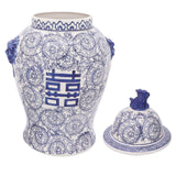 Sagebrook Home Contemporary Ceramic 24"h Vines Temple Jar, Blue 16419-01 Blue Ceramic