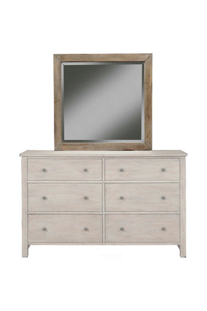Classic Mirror: Antique-Style Beveled Glass with Weathered Gray Finish, Perfect for Any Bedroom Décor