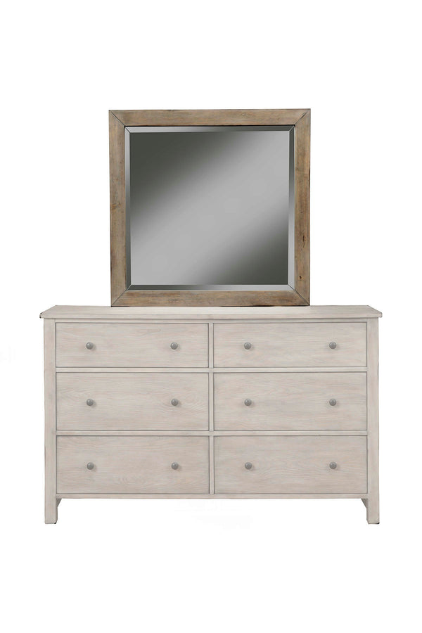 Classic Mirror: Antique-Style Beveled Glass with Weathered Gray Finish, Perfect for Any Bedroom Décor