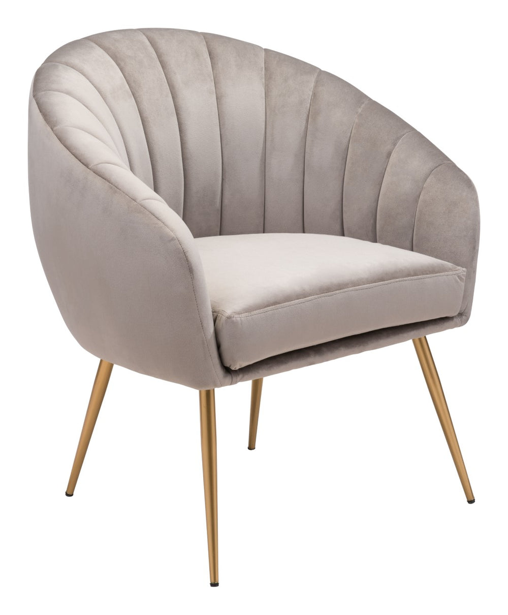 Zuo Modern Max 100% Polyester, Plywood, Steel Modern Commercial Grade Accent Chair Gray, Gold 100% Polyester, Plywood, Steel