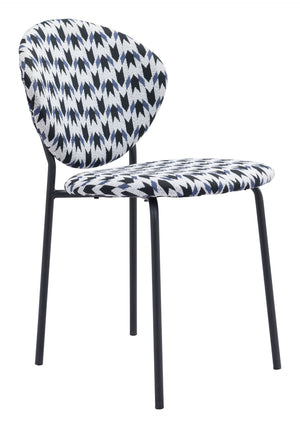 Zuo Modern Clyde 100% Polyester, Plywood, Steel Modern Commercial Grade Dining Chair Set - Set of 2 Houndstooth 100% Polyester, Plywood, Steel