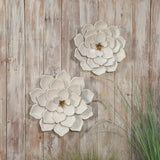 Sagebrook Home Contemporary Metal 17"  Multi-layer Flower Wall Deco, White/gol 15808-04 White Metal