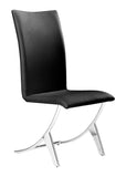 Zuo Modern Delfin 100% Polyurethane, Plywood, Steel Modern Commercial Grade Dining Chair Set - Set of 2 Black, Chrome 100% Polyurethane, Plywood, Steel