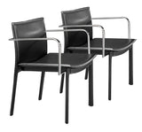 English Elm EE2961 100% Polyurethane, Plywood, Steel Modern Commercial Grade Conference Chair Set - Set of 2 Black, Chrome 100% Polyurethane, Plywood, Steel