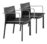 Zuo Modern Gekko 100% Polyurethane, Plywood, Steel Modern Commercial Grade Conference Chair Set - Set of 2 Black, Chrome 100% Polyurethane, Plywood, Steel