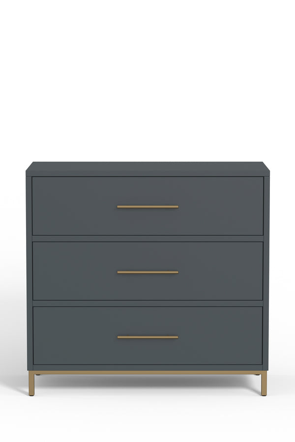 Alpine Furniture Madelyn Three Drawer Small Chest, Slate Gray 2010G-04 Slate Gray Mahogany Solids & Veneer 36 x 18 x 34