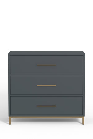 Alpine Furniture Madelyn Three Drawer Small Chest, Slate Gray 2010G-04 Slate Gray Mahogany Solids & Veneer 36 x 18 x 34