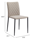 Zuo Modern Harve 100% Polyester, Plywood, Steel Modern Commercial Grade Dining Chair Set - Set of 2 Beige, Black 100% Polyester, Plywood, Steel