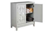 Alpine Furniture Clover Accent Chest, Sea Grey 8693 Sea Grey Rubberwood Solids with MDF 32 x 16 x 36