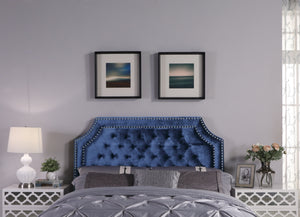 Chava Navy Queen Velvet Headboard