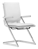 English Elm EE2948 100% Polyurethane, Steel Modern Commercial Grade Conference Chair Set - Set of 2 White, Silver 100% Polyurethane, Steel