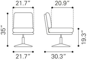 Zuo Modern Rory 100% Polyurethane, Plywood, Steel Modern Commercial Grade Accent Chair Brown, Chrome 100% Polyurethane, Plywood, Steel