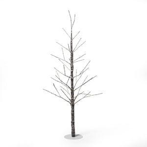 4-foot Pre-Lit 228 Warm White LED Artificial Christmas Twig Tree, Brown with Snow