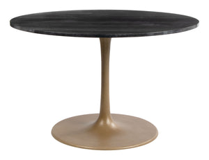 Zuo Modern Taj Marble, MDF, Iron, Aluminum Modern Commercial Grade Dining Table Black, Gold Marble, MDF, Iron, Aluminum