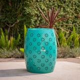 Soleil Outdoor 15" Teal Iron Side Table Noble House