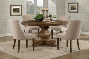 Alpine Furniture "Kensington Round Solid Pine Dining Table, Walnut" 2668WAL-25 Walnut Solid Pine and Plywood 60 x 60 x 30.5