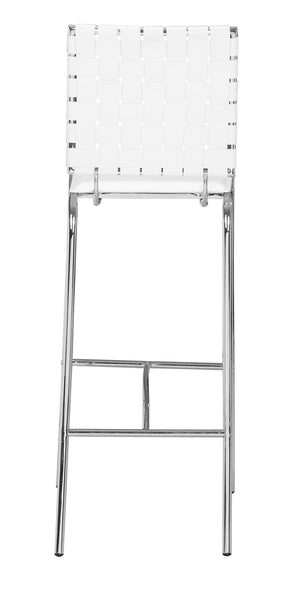 Zuo Modern Criss 100% Polyurethane, Steel Modern Commercial Grade Barstool Set - Set of 2 White, Chrome 100% Polyurethane, Steel