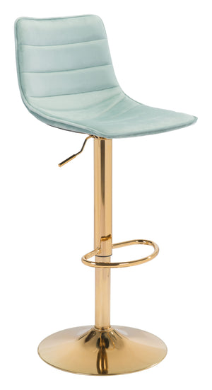 Zuo Modern Prima 100% Polyester, Plywood, Steel Modern Commercial Grade Barstool Light Green, Gold 100% Polyester, Plywood, Steel