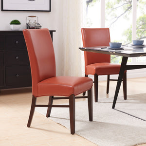 Milton Bonded Leather Dining Chair Set of 2 - Stylish Parsons Accent Chairs for Modern Interiors