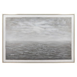 Sagebrook Home Contemporary 62x42 Ocean Painting, Gray On Silver Frame 70083 Gray Pine