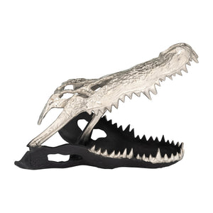 Sagebrook Home Contemporary Metal,11",alligator Skull,nickle/black 17483-01 Black Aluminum