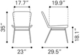 English Elm EE2976 Steel, Polyethylene Modern Commercial Grade Dining Chair Set - Set of 2 Black Steel, Polyethylene