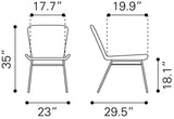 Zuo Modern Lorena Steel, Polyethylene Modern Commercial Grade Dining Chair Set - Set of 2 Black Steel, Polyethylene