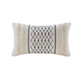 Bea Mid-Century 100% Cotton Embroidered Oblong Pillow