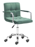 Zuo Modern Kerry 100% Polyester, Plywood, Steel Modern Office Chair Green, Chrome 100% Polyester, Plywood, Steel