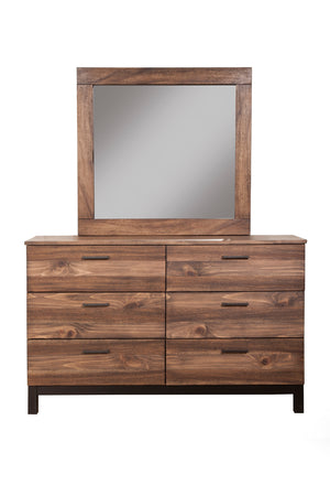 Weston Mirror in Rustic Pine - Elegant Mahogany Design with Light Distressed Finish, 40"x37"