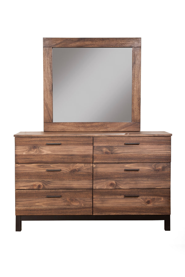 Weston Mirror in Rustic Pine - Elegant Mahogany Design with Light Distressed Finish, 40"x37"