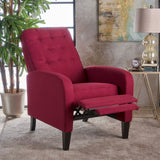 Nievis Tufted Deep Red Fabric Recliner Noble House