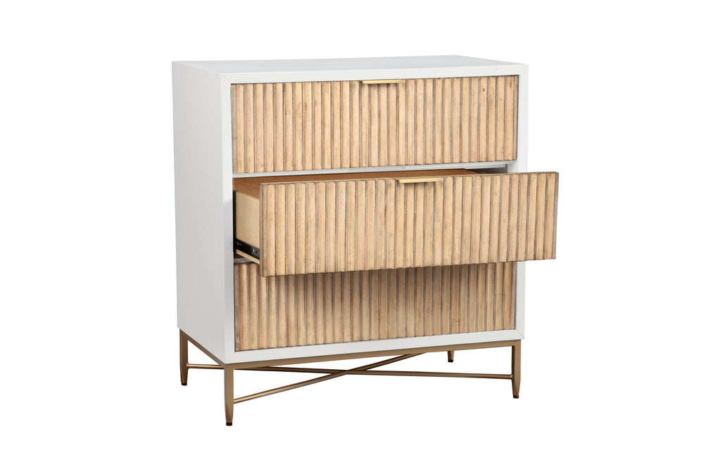 Larsen Small Chest - Elegant White Mahogany with Gold Accents & Felt-Lined Drawer for Style & Storage