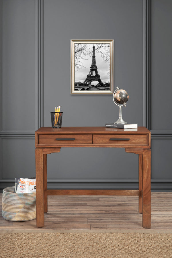 Nova Mini Desk - Elegant Honey Maple Finish, Durable Mahogany, Dovetail Drawers & Metal Glides