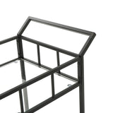 Falon Indoor Modern Bar Cart with Tempered Glass, Black Noble House