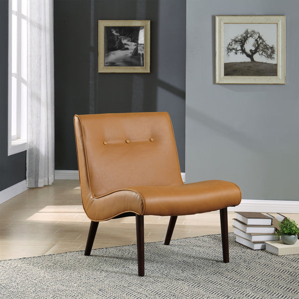 Alexis Stylish Bonded Leather Accent Chair - Tufted Comfort, Mid-Century Design, Fully Assembled!