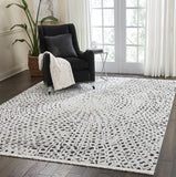 Nourison Kamala DS502 Tribal Machine Made Power-loomed Indoor only Area Rug White/Black 7'10" x 10'6" 99446407542