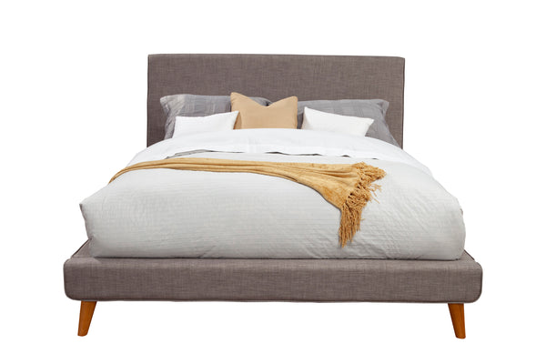 Alpine Furniture Britney Queen Upholstered Platform Bed, Dark Grey 1296Q Dark Grey Upholstery Poplar & Pine Solids 69 x 89 x 48