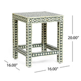 Eutaw Handcrafted Boho Mango Wood End Table, Gray and White Noble House