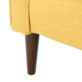 Mervynn Mid-Century Modern Button Tufted Fabric Recliner, Muted Yellow and Dark Espresso