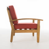 Peyton Outdoor Wooden Club Chairs w/ Red Cushions Noble House