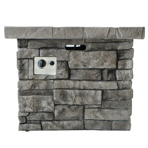 Angeles Outdoor Grey Square Fire Pit - 40,000 BTU Noble House
